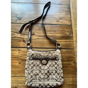 Coach Signature File Bag Khaki Mahogany Brown Crossbody F16536